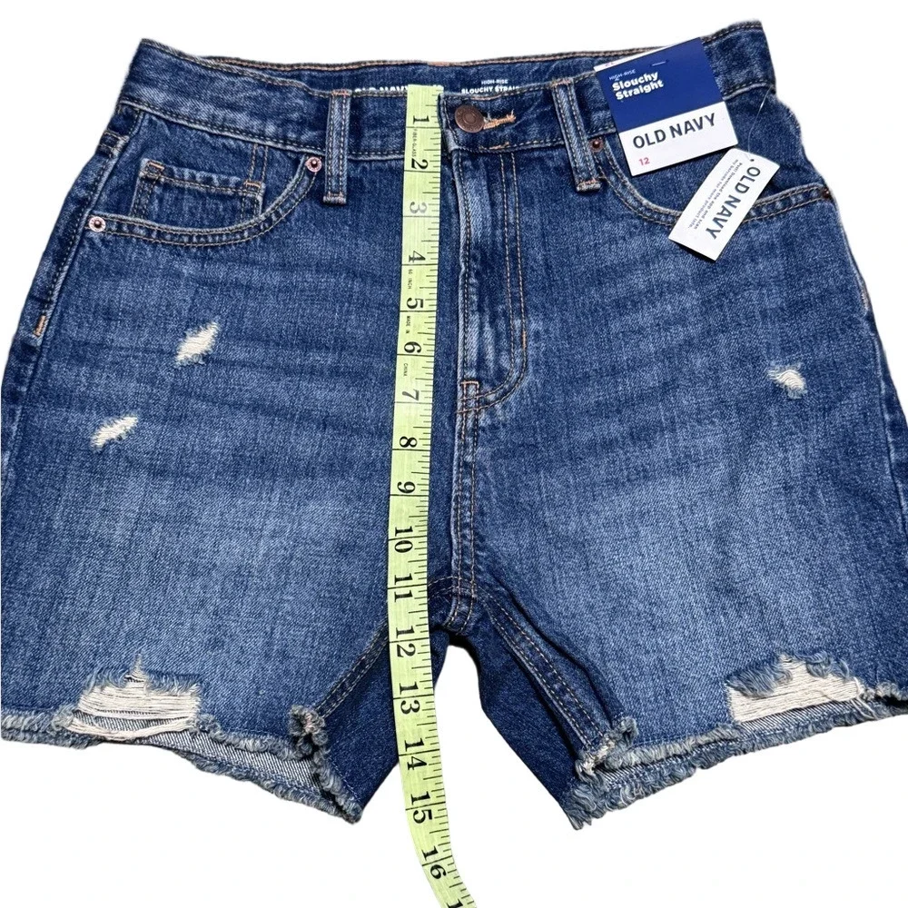 Old Navy High-Rise Slouchy Straight Distressed Denim Shorts Girl Size 12